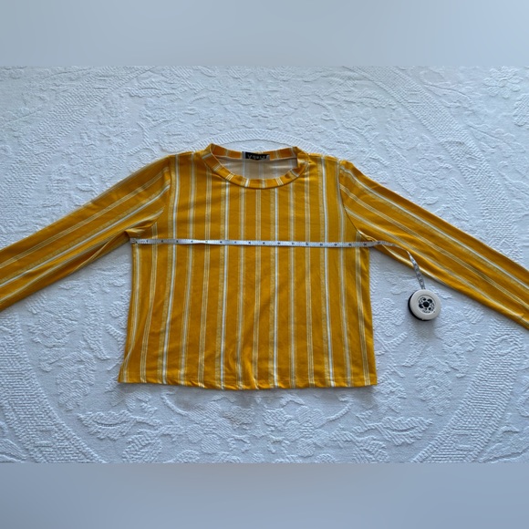 Adara Mustard Yellow Stripe Crop Top - Picture 6 of 6